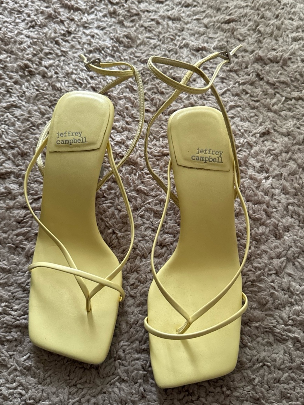 Jeffrey Campbell Pale Yellow Strappy Square-Toe Sandals